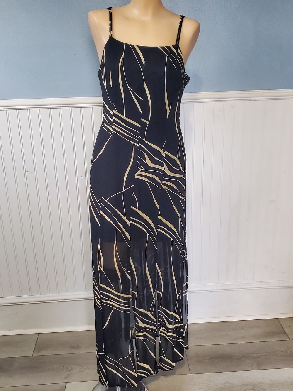 Vintage 90's /Y2k Joseph Ribkoff Black Maxi Dress Handkerchief Hem Whimsigoth